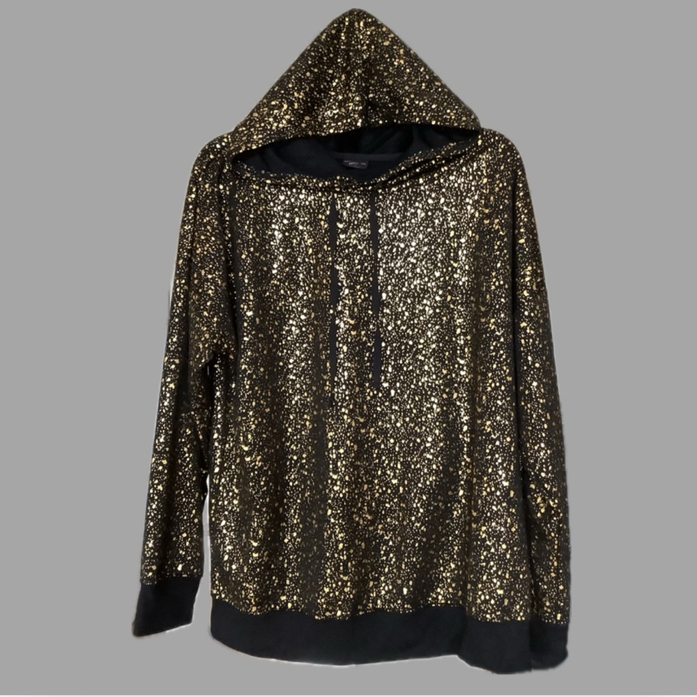 Gold Glitter Black Hoodie – Unisex Size 1X